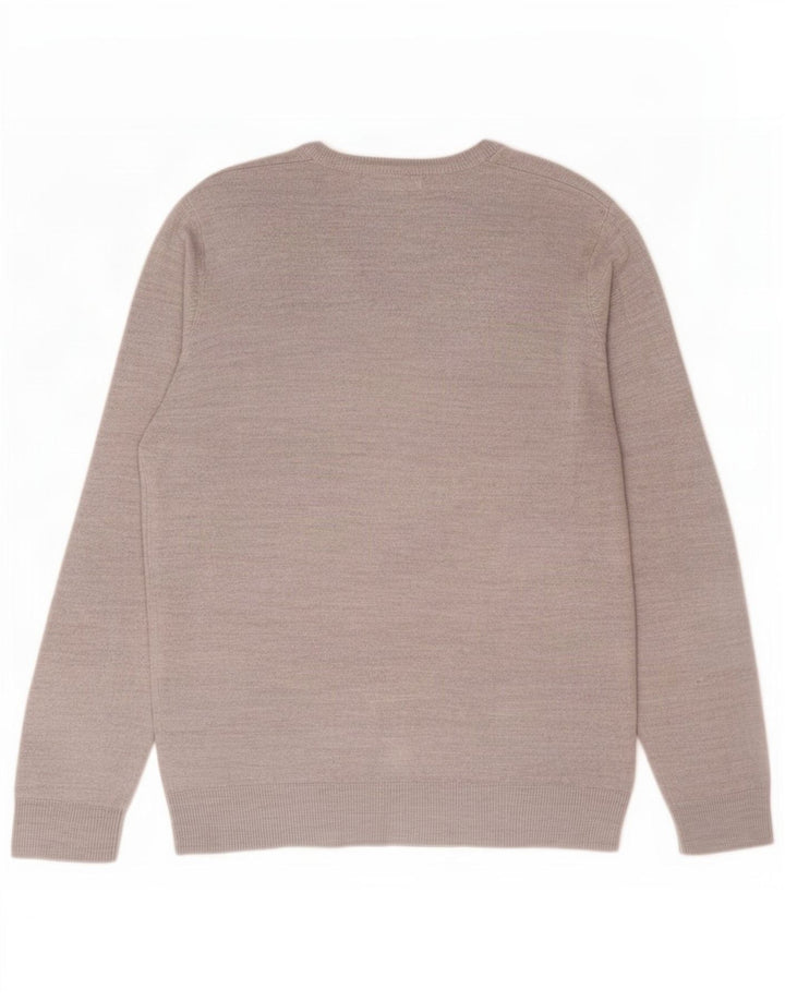 Marks & Spencer Męski sweter z dekoltem w kształcie litery V, średnioszary, akrylowy