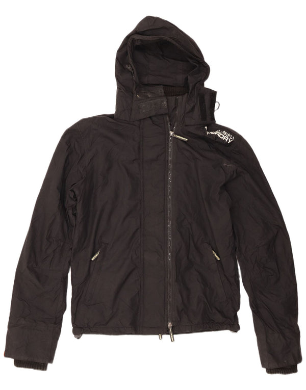 Damska wiatrówka z kapturem Superdry Graphic UK 14 Średni czarny nylon