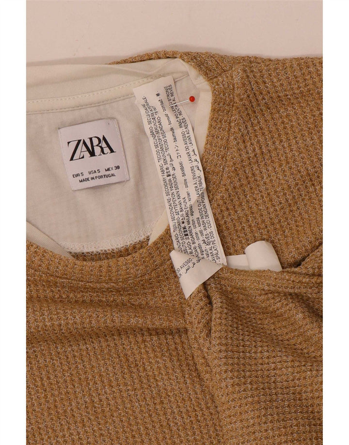Męski top Zara z długim rękawem, mały, beżowy, bawełniany