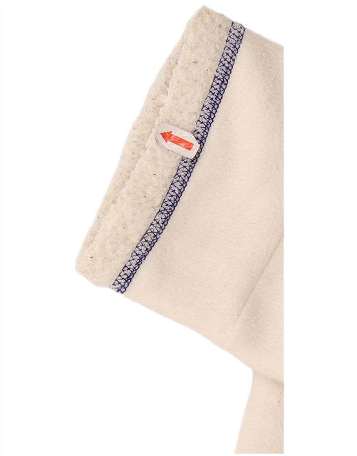 Damska kurtka polarowa z kapturem Adidas UK 10, mała w kolorze złamanej bieli, poliester