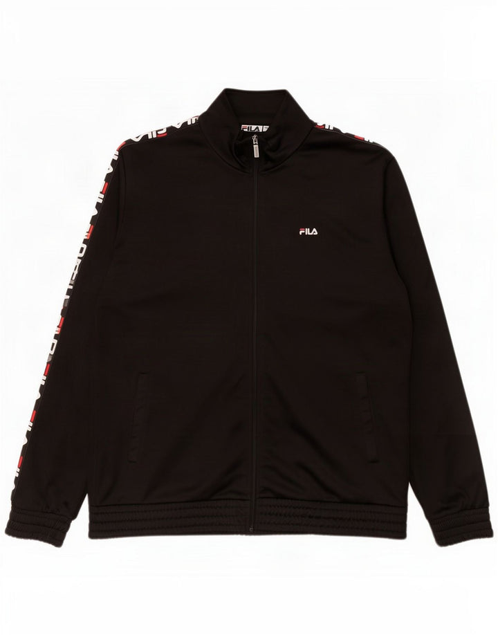 Fila Męska bluza dresowa z grafiką 2XL Czarny Poliester