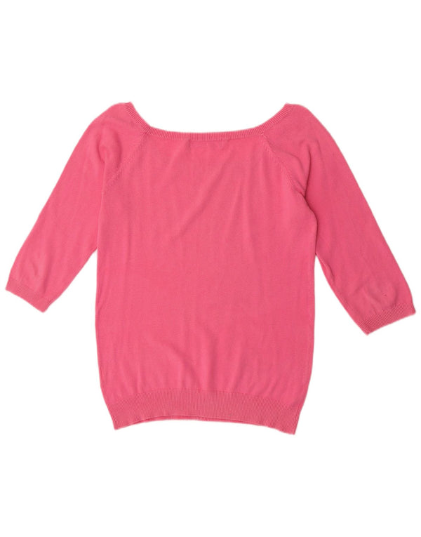 Damski sweter Zara z rękawami 3/4 i dekoltem w łódkę, UK 14, duży, różowy, bawełniany