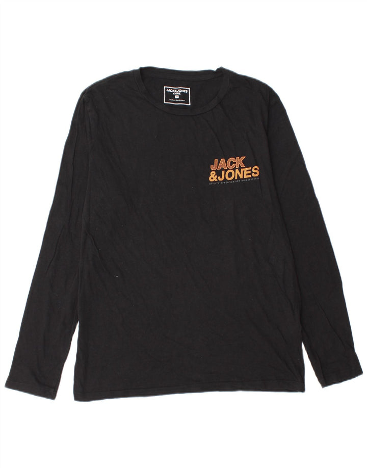 Męski graficzny top Jack & Jones z długim rękawem, średnio czarny, bawełniany