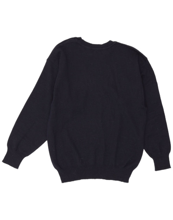Vintage męski sweter z okrągłym dekoltem XL granatowy, nowy wełniany