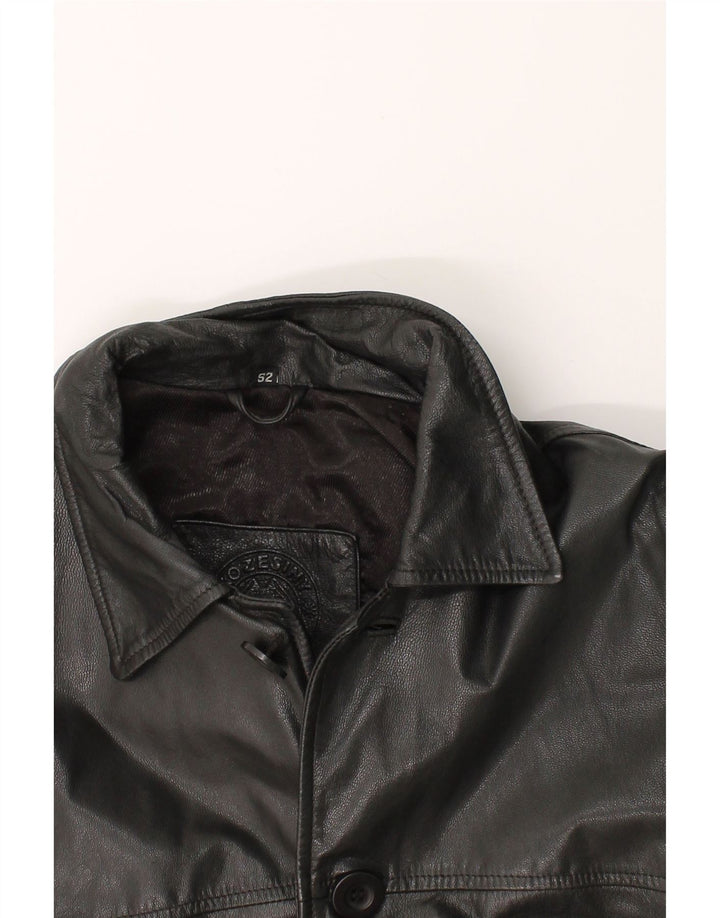 VINTAGE Mens Leather Jacket IT 52 XL Black Vintage Vintage and Second-Hand Vintage from Messina Hembry 