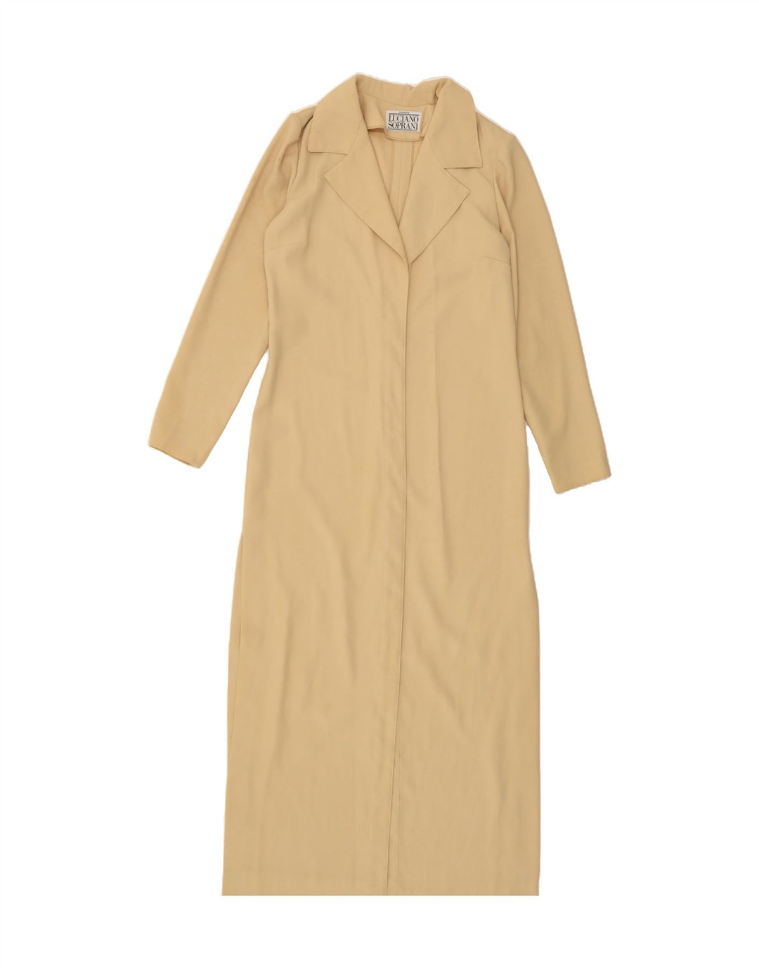 LUCIANO SOPRANI Womens Longline Open Blazer Jacket UK 12 Medium Beige Vintage Luciano Soprani and Second-Hand Luciano Soprani from Messina Hembry 