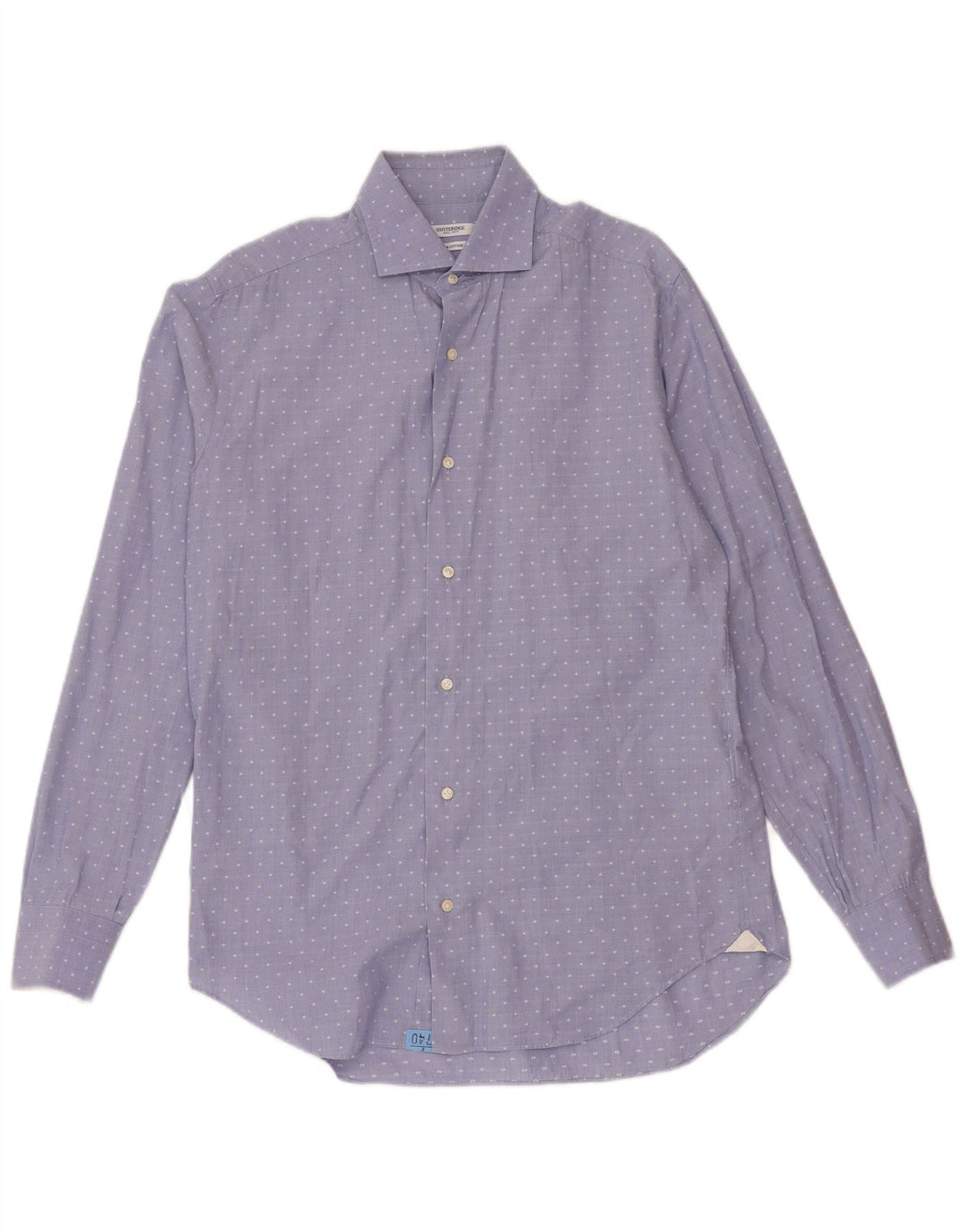 GUTTERIDGE Mens Shirt Size 15 1/2 40 Medium Blue Spotted Cotton