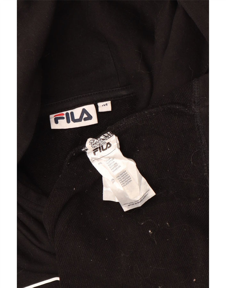 FILA Damska bluza z kapturem, oversize, z grafiką, UK 14, średnia czarna bawełna