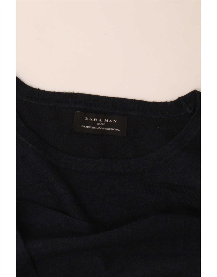 Męski sweter z dekoltem w łódkę Zara, średni granatowy