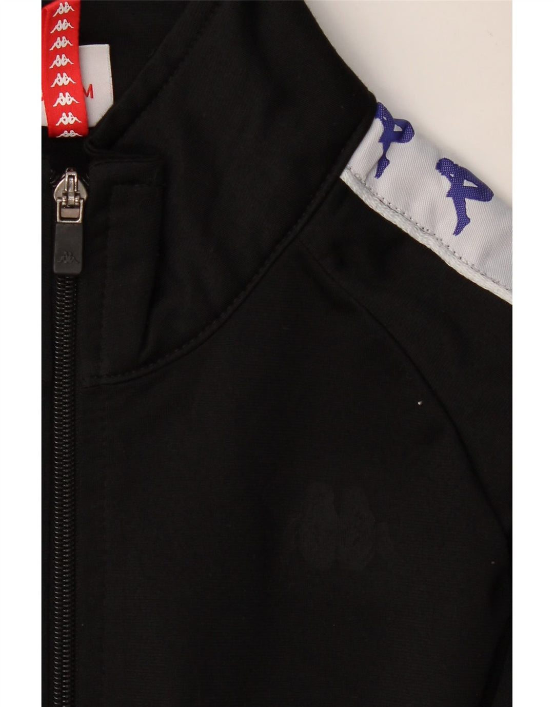 Męska kurtka dresowa KAPPA z grafiką, średnia czarna, poliester z blokami kolorów