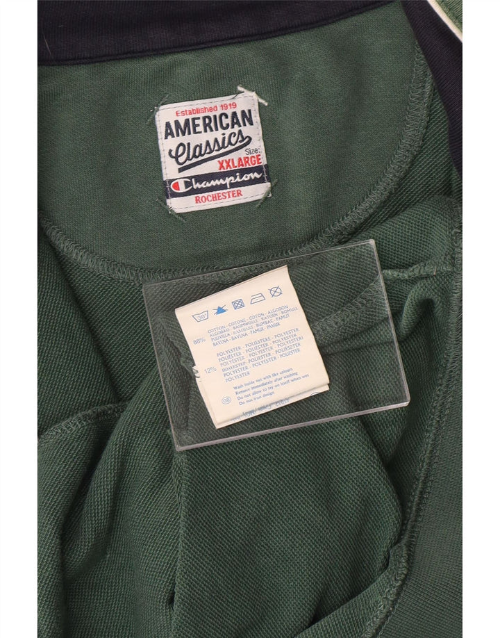 CHAMPION Mens Tracksuit Top Jacket 2XL Green Cotton