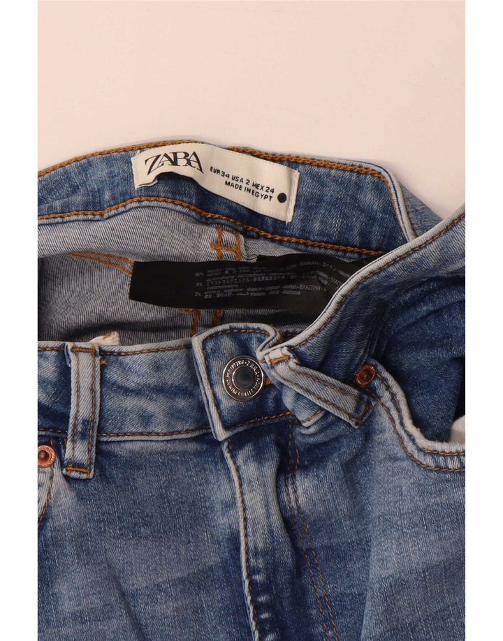 Damskie jeansy rozkloszowane Zara EU 34 2XS W24 L33 Niebieskie bawełniane