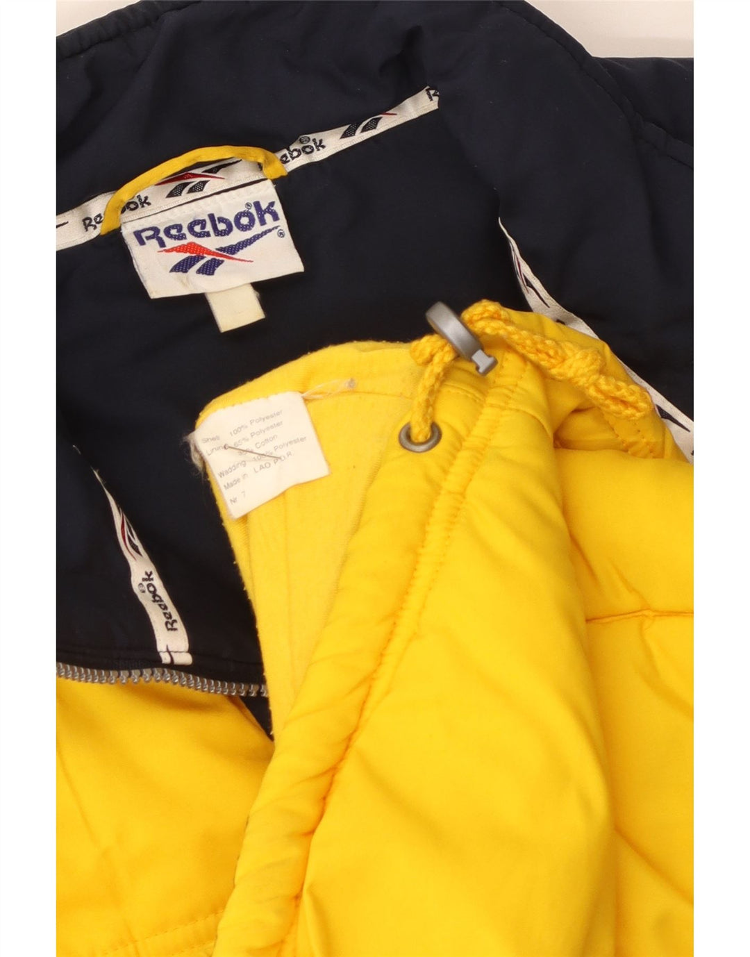 Męska wyściełana kamizelka Reebok UK 40, duża, żółta, poliestrowa z blokami kolorów
