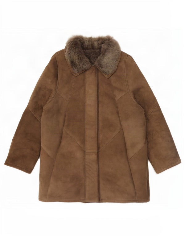 Vintage damska kurtka shearling EU 46 XL brązowa