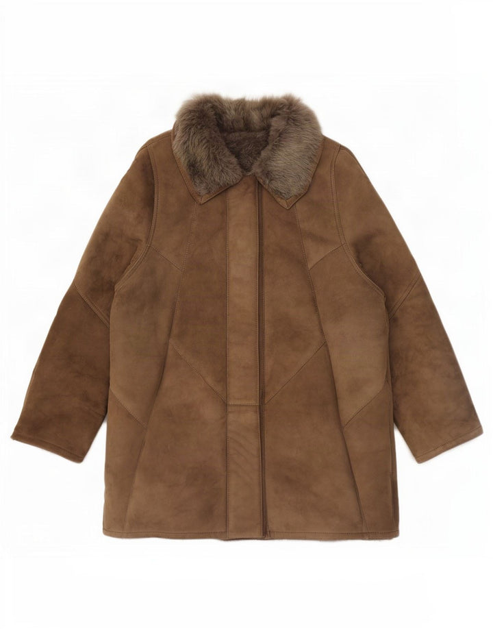 Vintage damska kurtka shearling EU 46 XL brązowa