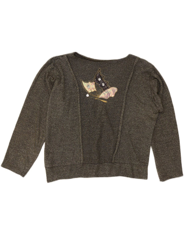 Damska bluza oversize VINTAGE z grafiką UK 10 Small Grey