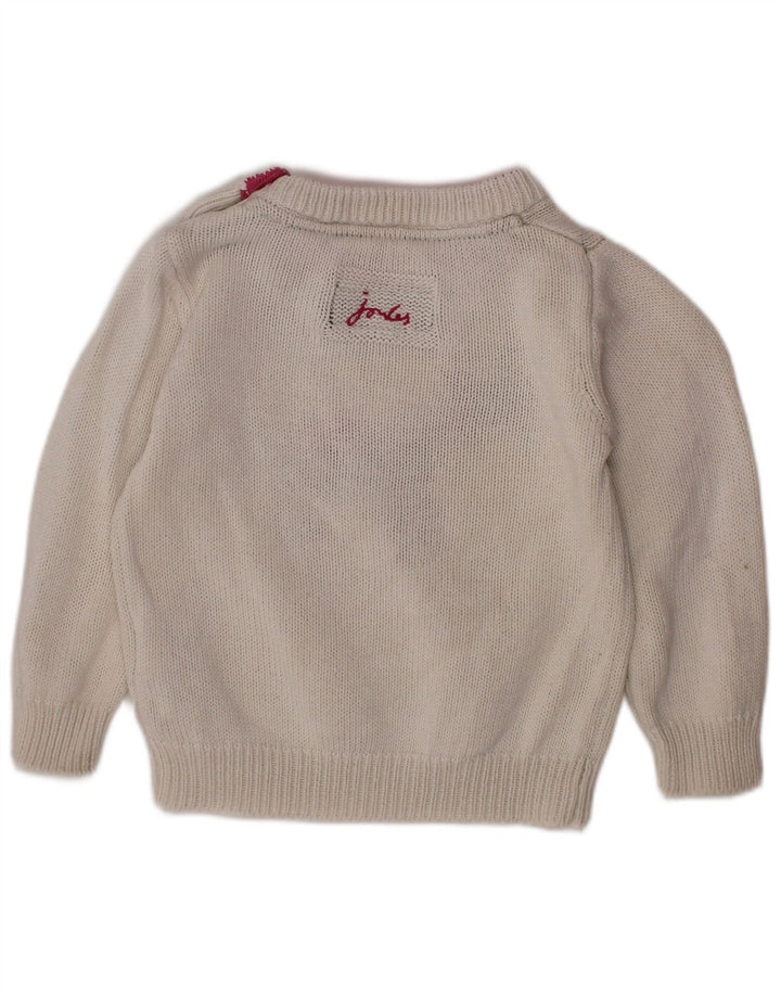 JOULES Baby Girls Sweter z dekoltem w łódkę 12-18 miesięcy Biały nadruk zwierzęcy