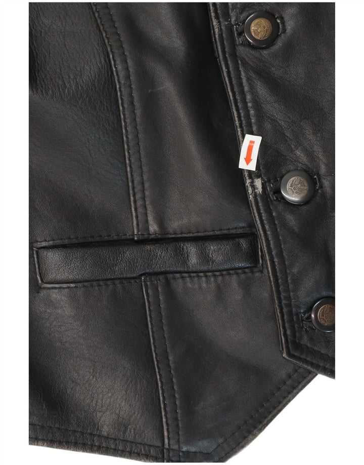 Vintage męska kamizelka skórzana, średnia czarna