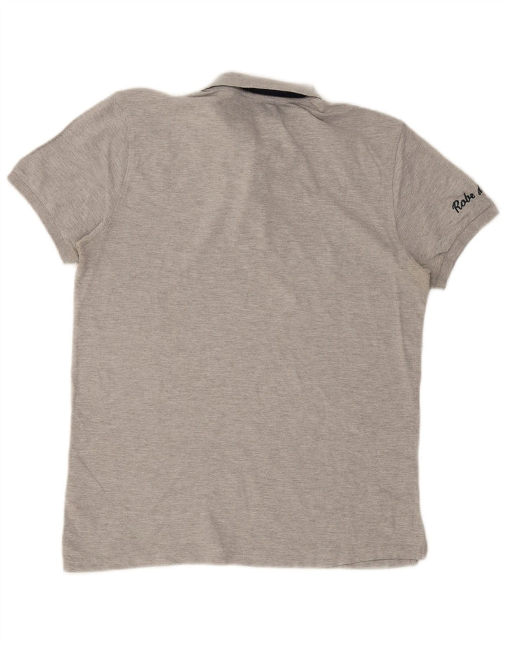Męska koszulka polo Kappa, duża, szara, bawełniana w bloki kolorów