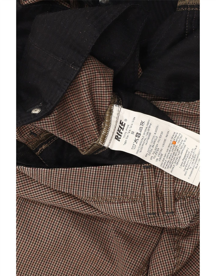 Męskie spodnie chino typu slim typu RIFLE W33 L32 Brązowa bawełna w pepitkę