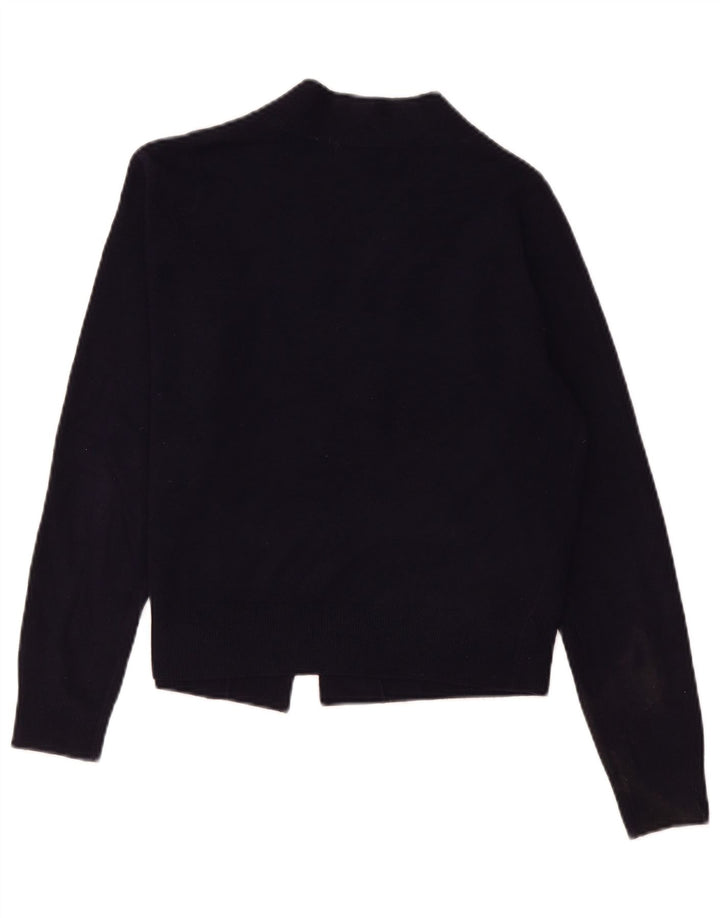 Marks & Spencer Damski sweter rozpinany typu Crop Open UK 14, średni granatowy