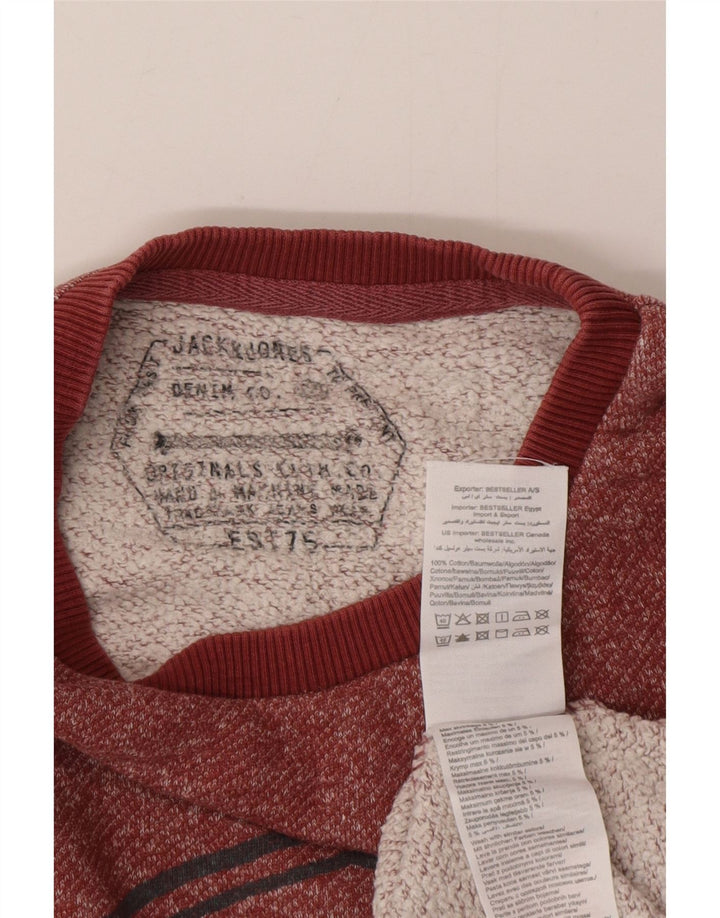 Męska bluza z grafiką Jack & Jones, średnia, bordowa, nakrapiana bawełna