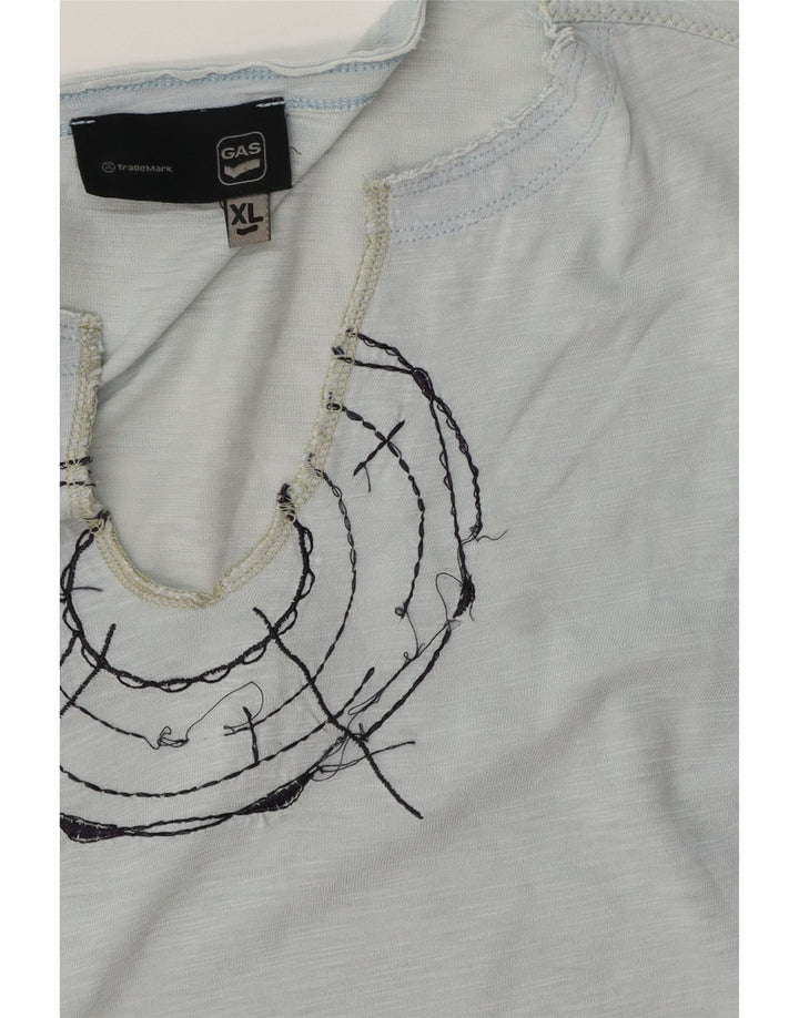 Męski T-shirt z grafiką GAS, XL, niebieski, nakrapiany