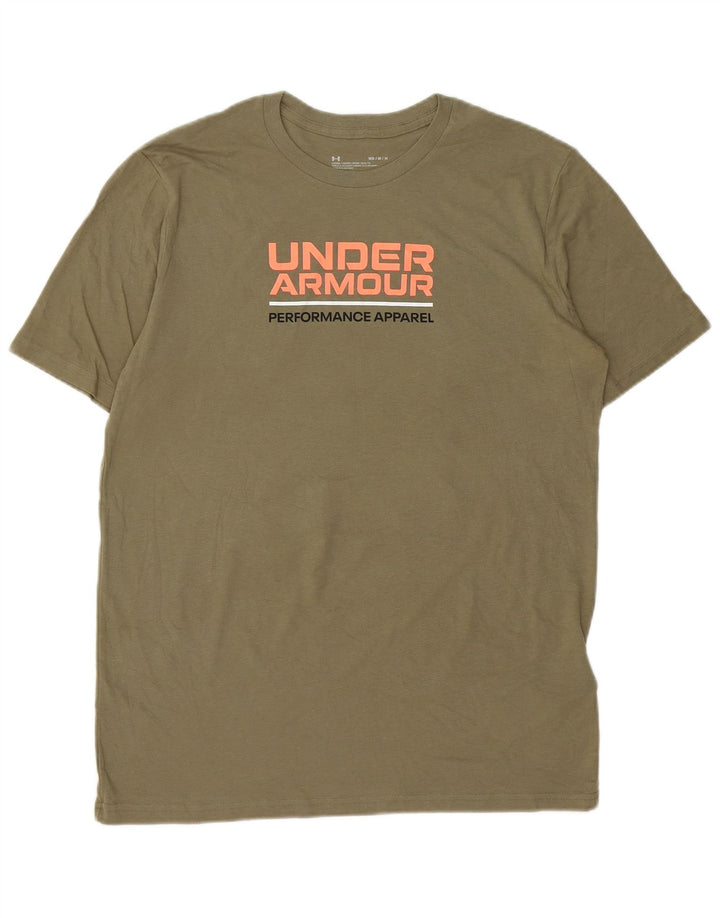 UNDER ARMOUR Mens Graphic T-Shirt Top Medium Khaki Cotton