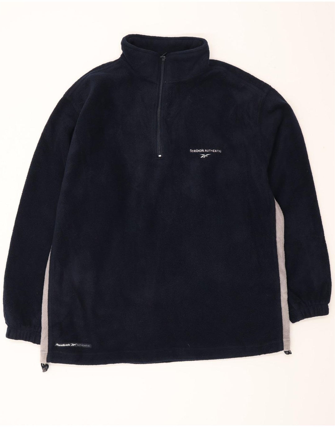 Męski sweter polarowy Reebok z zamkiem błyskawicznym, mały, granatowy, z blokami kolorów, poliester