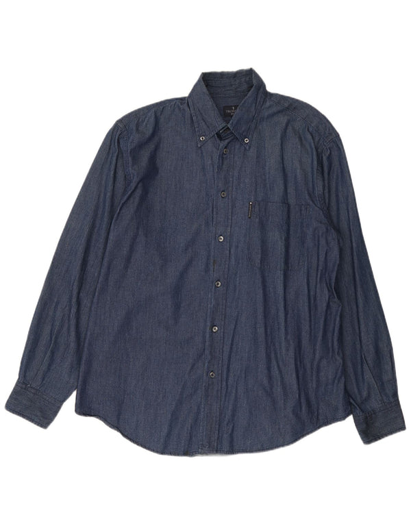 Koszula męska Trussardi Jeans XL, bawełniana, granatowa
