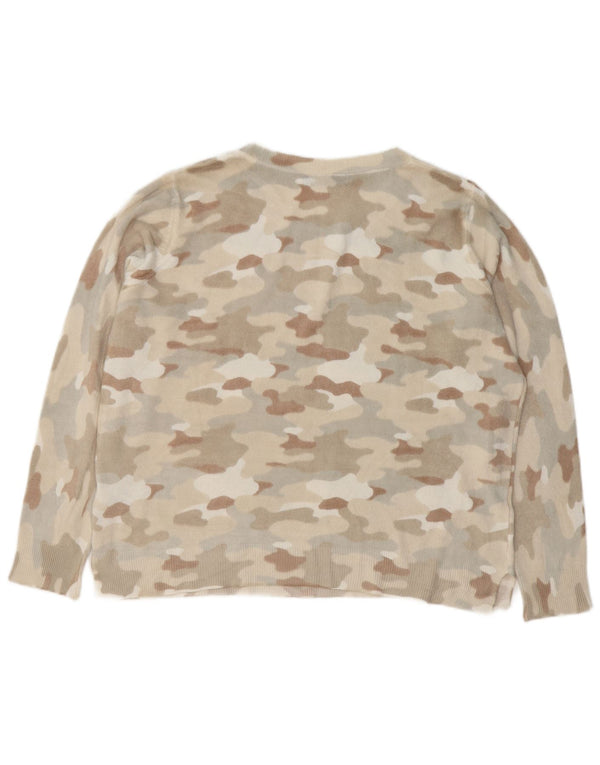 Marks & Spencer Womens Boat Neck Jumper Sweater UK 18 XL Grey Camouflage