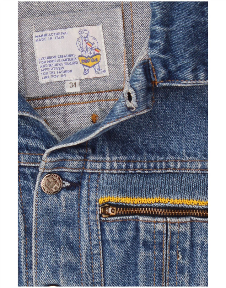 Damska kamizelka dżinsowa POP 84 Crop UK 2 2XS niebieska