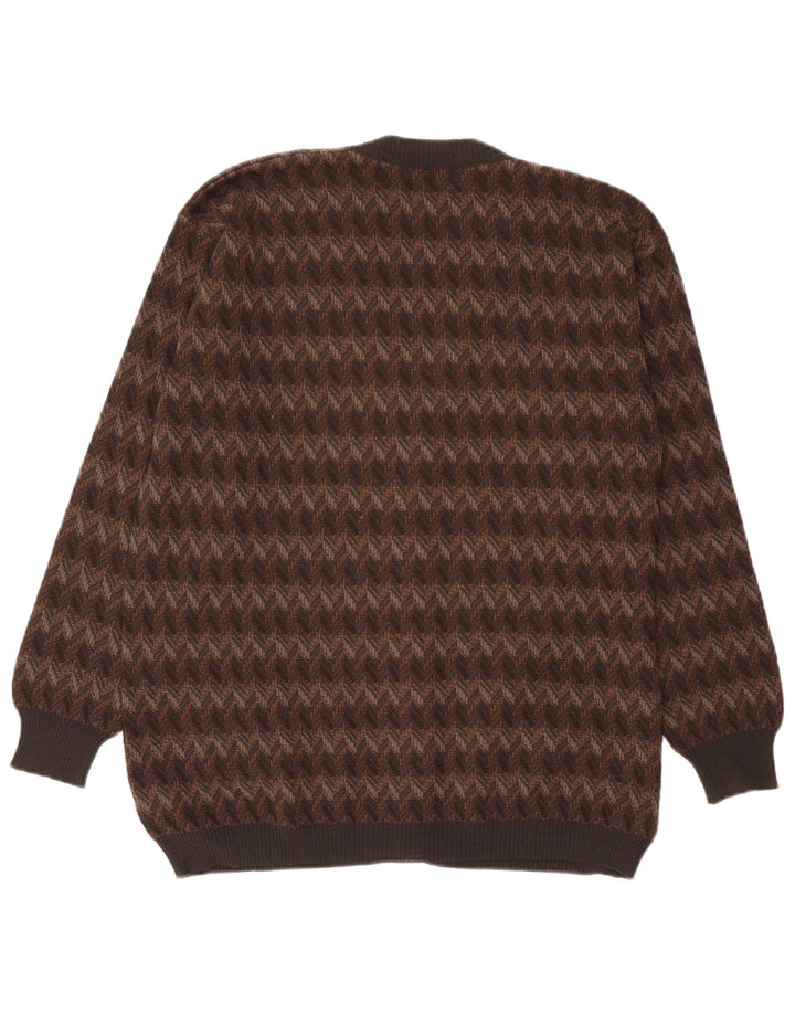 Sweter męski Bernardini, duży, brązowy, geometryczny