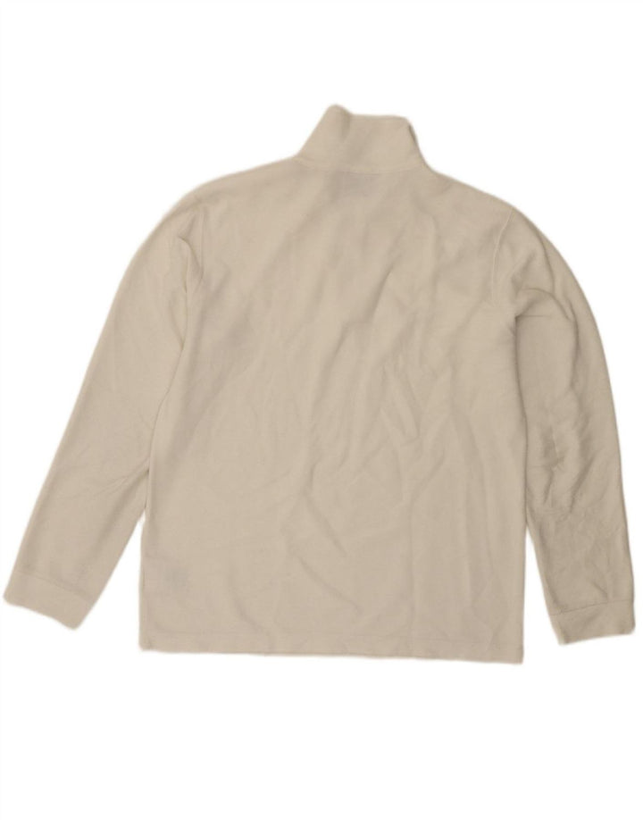 CHAMPION Mens Zip Neck Fleece Jumper Large White Polyester Vintage Champion and Second-Hand Champion from Messina Hembry 