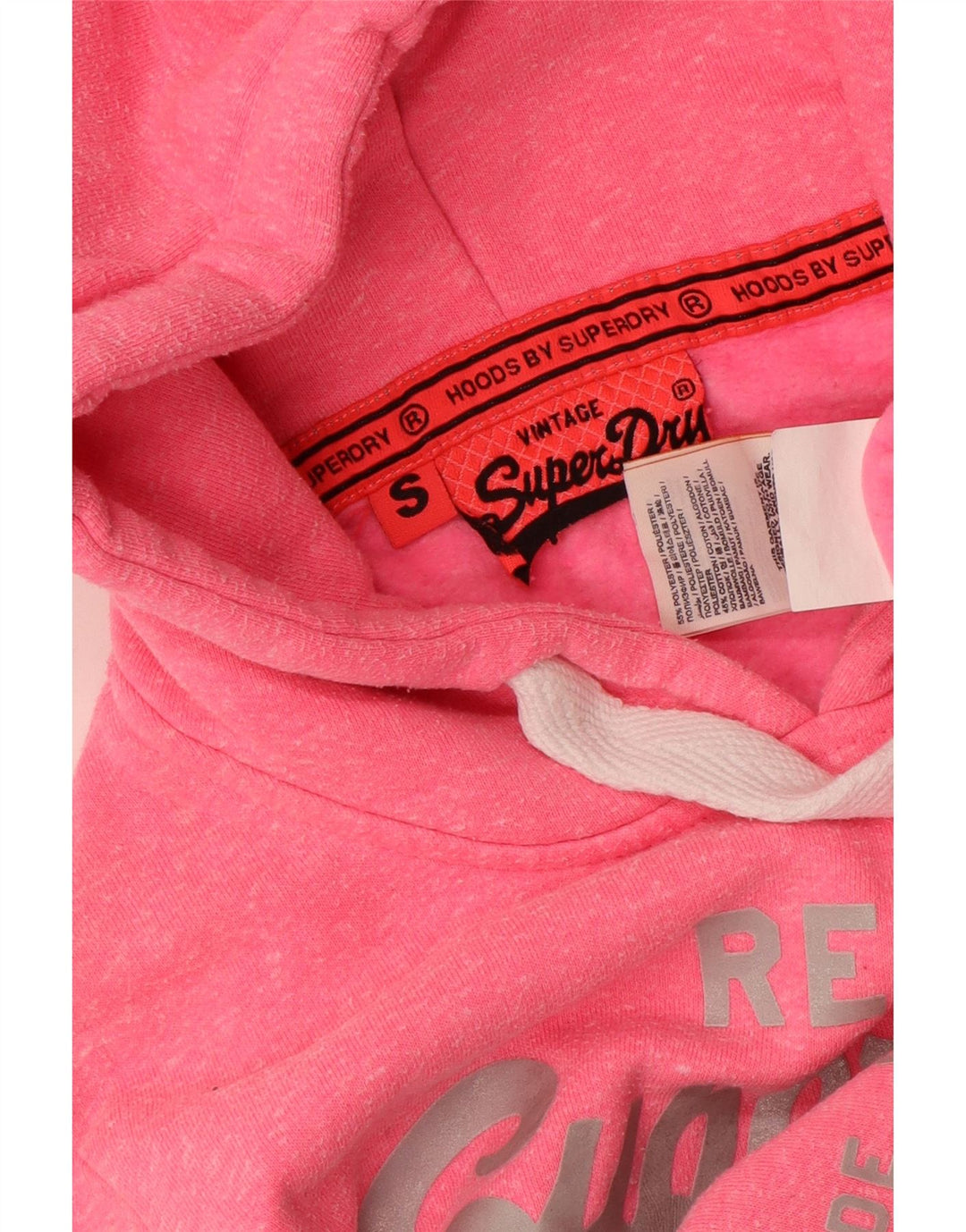 SUPERDRY Damski sweter z kapturem i grafiką UK 10, mały, różowy, bawełniany