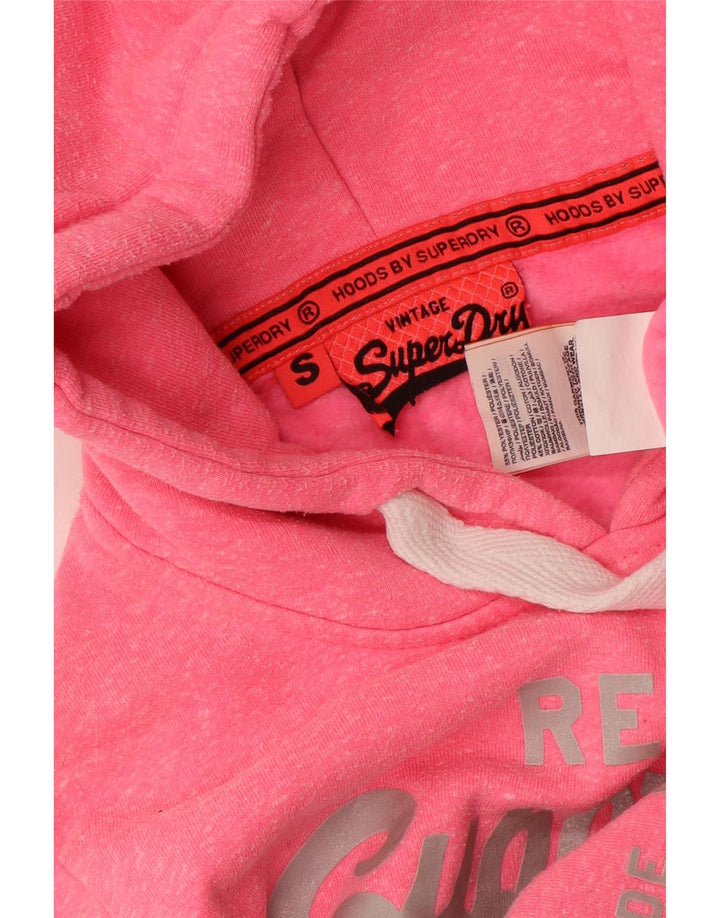 SUPERDRY Damski sweter z kapturem i grafiką UK 10, mały, różowy, bawełniany