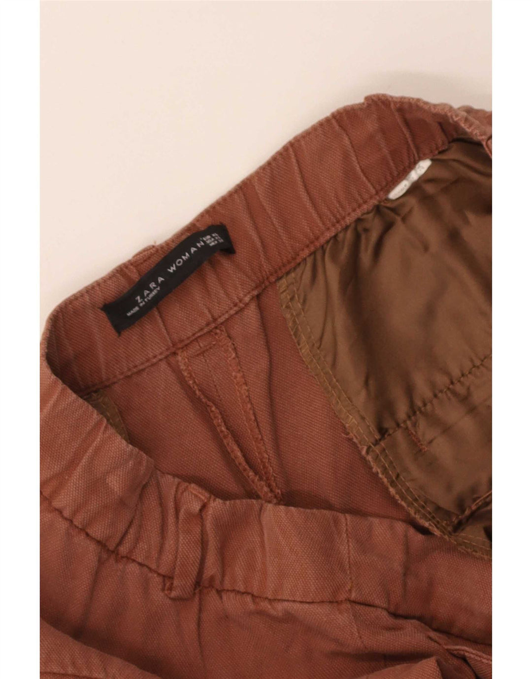 Spodnie damskie Zara Capri XL W32 L22 brązowe