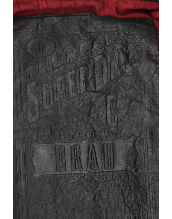 Męska skórzana kurtka wojskowa Superdry UK 38, średnia czarna skóra