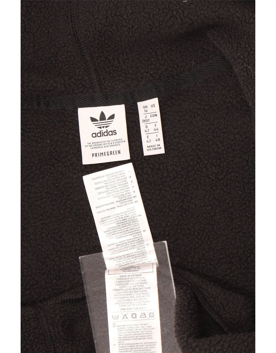 Damski sweter ADIDAS Primegreen, oversize, zapinany na zamek, UK 16, duży, czarny