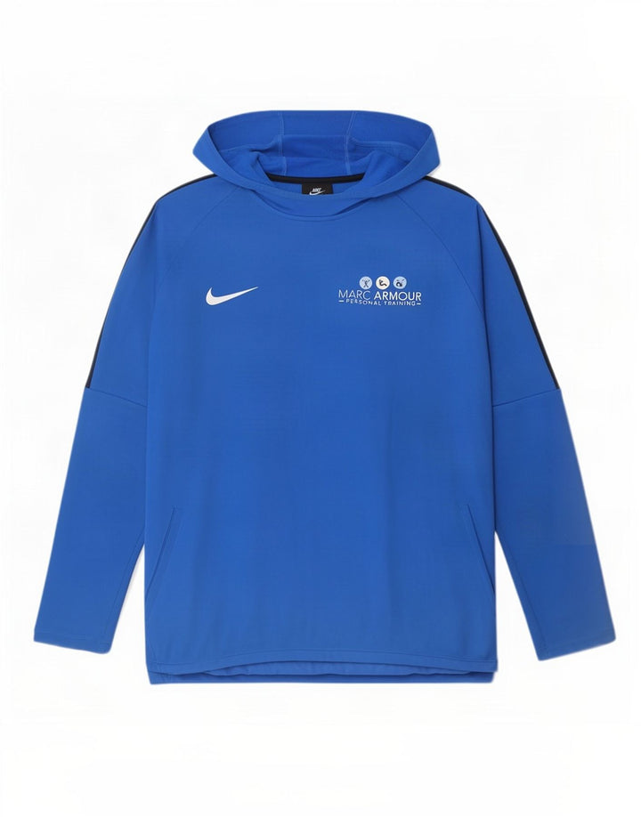 Męski sweter z kapturem Nike Dri Fit Graphic, duży niebieski poliester z blokami kolorów