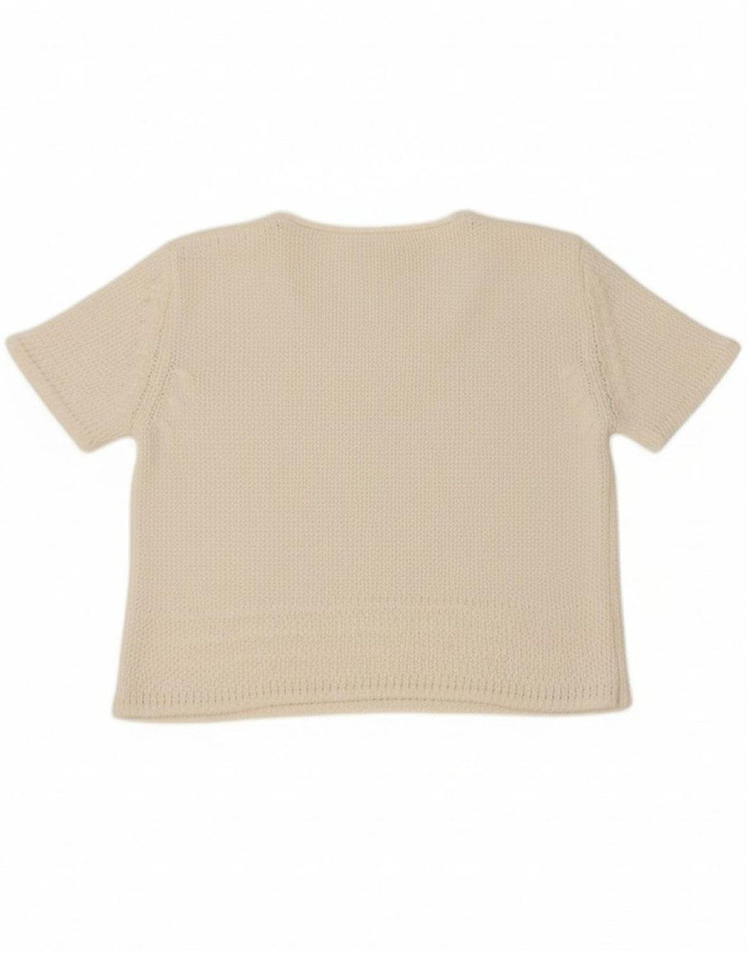 VINTAGE Womens Crop Knit Blouse Top UK 12 Medium White
