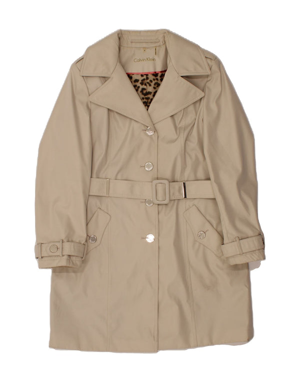 CALVIN KLEIN Womens Trench Coat UK 14 Medium Beige Polyester