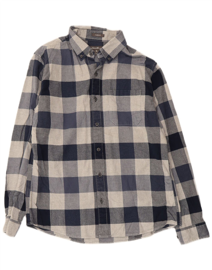 Koszula flanelowa męska EDDIE BAUER, bawełniana, w średnią granatową kratkę