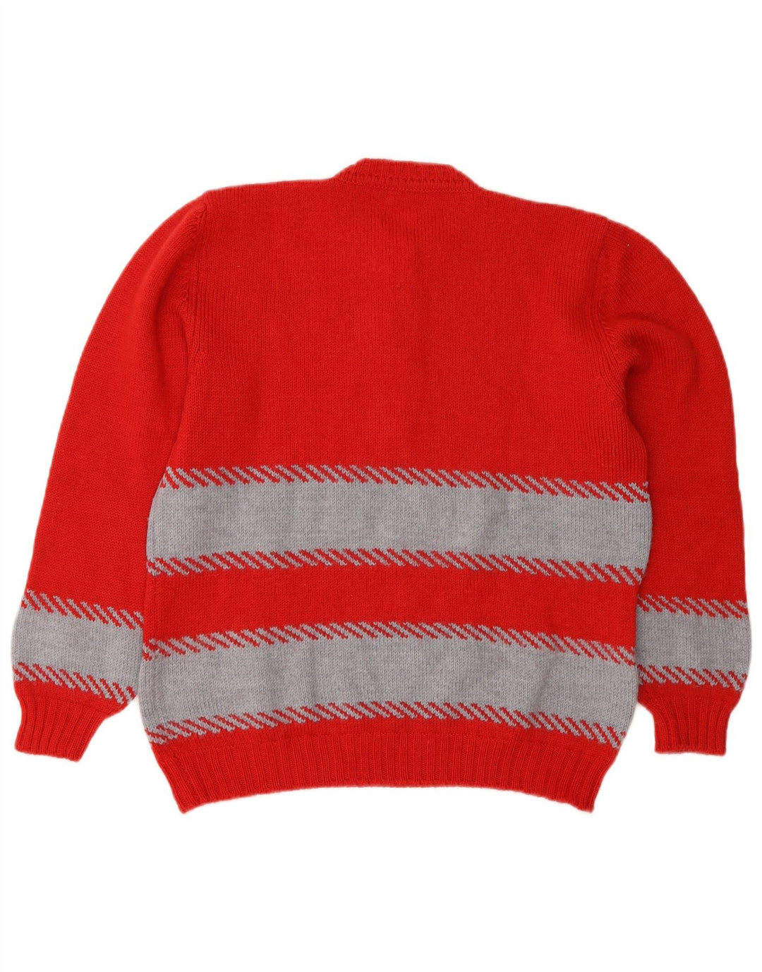 Vintage damski sweter zapinany na guziki UK 14 w średnie czerwone paski