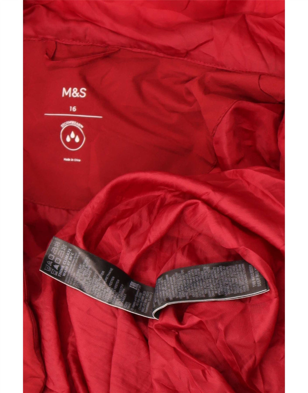 Marks & Spencer Damski płaszcz z kapturem, oversize, wyściełany UK 16, duży, czerwony