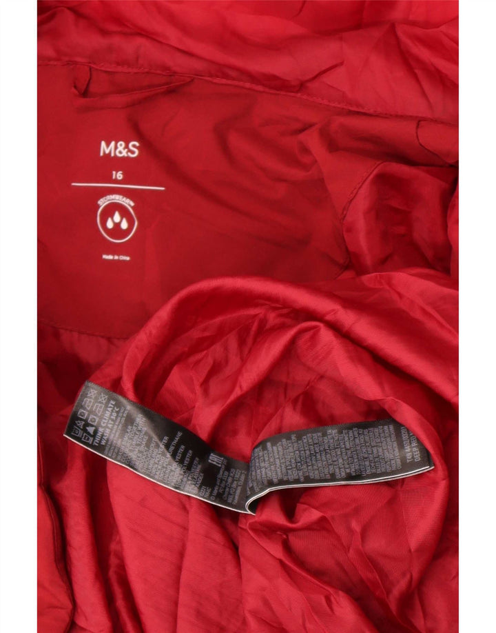 Marks & Spencer Damski płaszcz z kapturem, oversize, wyściełany UK 16, duży, czerwony