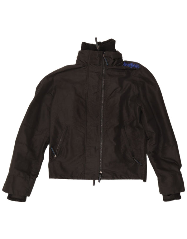Damska kurtka przeciwdeszczowa Superdry Graphic UK 14, średnia czarna