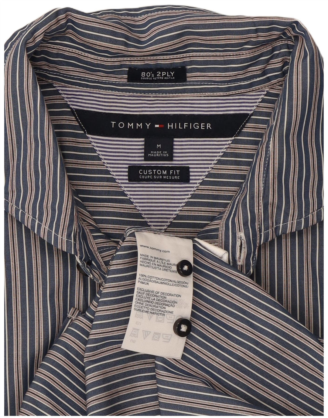 Męska koszula o dopasowanym kroju Tommy Hilfiger, bawełniana w średnie granatowe paski