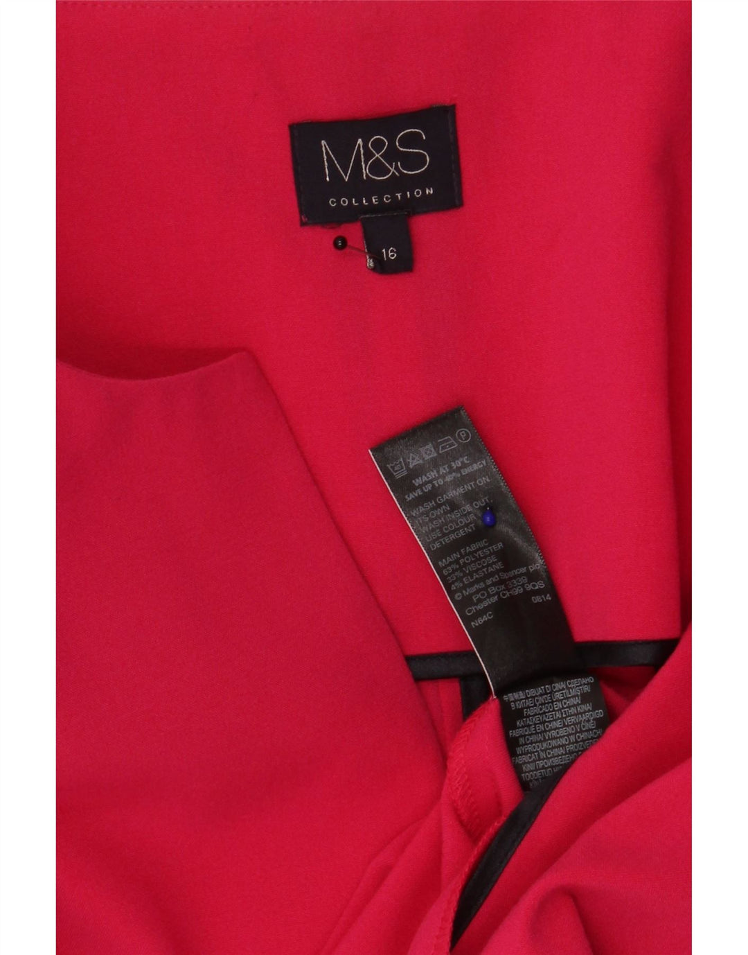 Marks & Spencer Damska marynarka typu open blazer UK 16, duża, różowa, z blokami kolorów