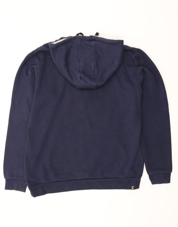 HUMMEL Męski sweter z kapturem i grafiką, duży, granatowy, bawełniany